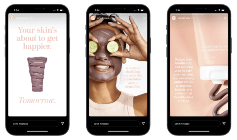 Go-To Skincare Instagram Stories campaign example for social media marketing